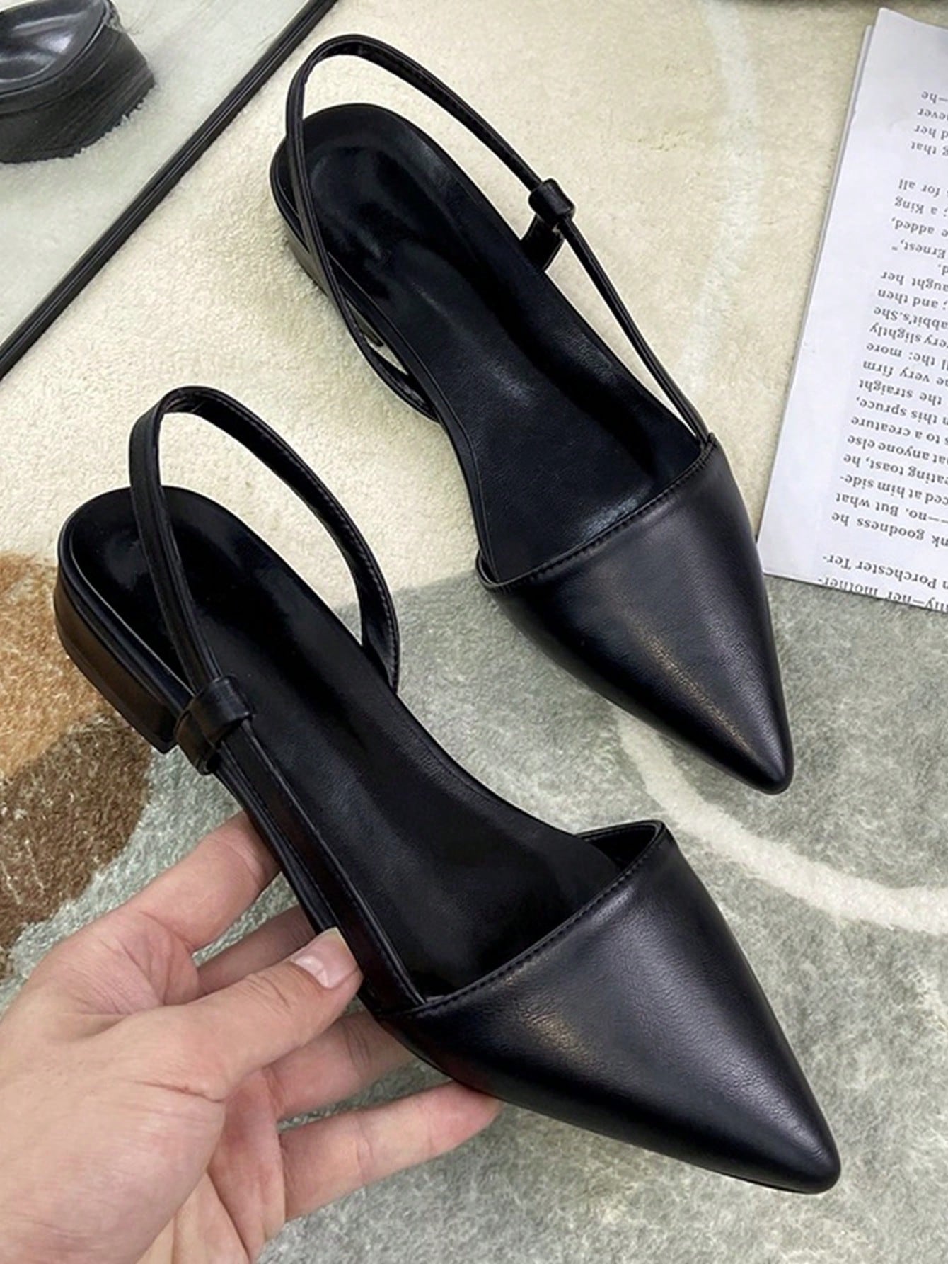 Women's Retro Pointed Toe Green Mule Heels, Elegant, Simple Low Heel Shoes For Daily Commute In Neutral Colors, Handmade (Size Runs Small, Recommend Ordering One Size Up)