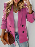 Buttoned Blazer Jacket With Shawl Lapel For Women, Long Sleeve