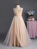 Tween Girls' Dress With Spaghetti Straps, Beading, Embroidery And Slit, Suitable For Performances, Weddings, Parties, Birthdays, Etc.