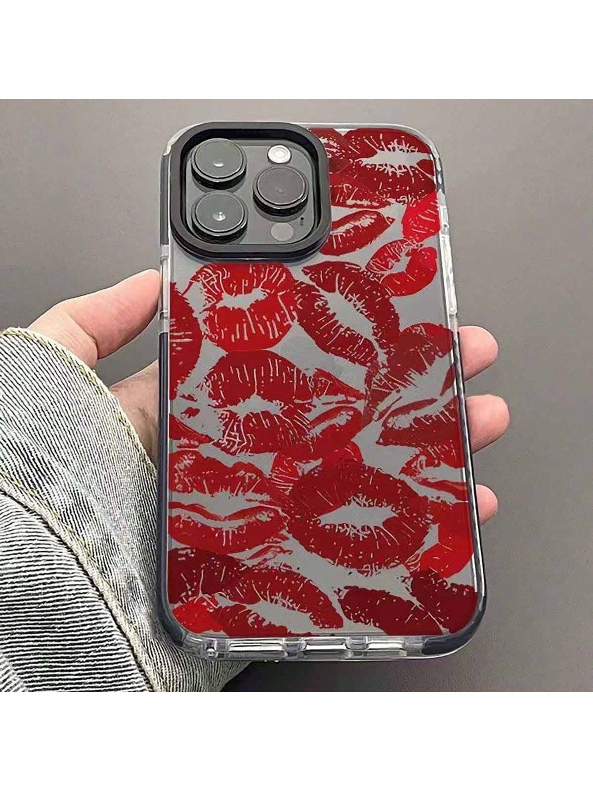Red Lips Design Couple Acrylic Phone Case, Compatible With Iphone