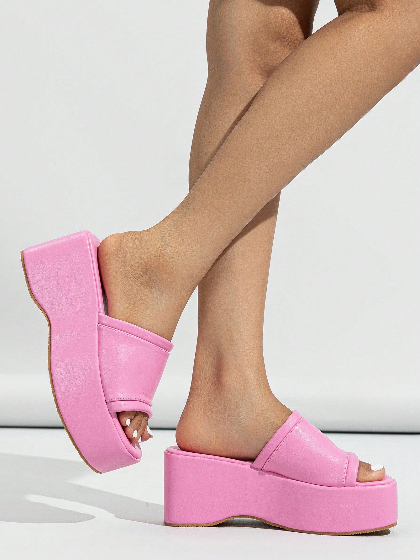 Women's Platform Mules With Wedge Heels, Open Toe And Square Head For Summer