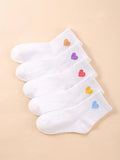 5 Pairs Of Soft Ankle Socks, Cute And Fun Heart Shaped Novelty Socks For Girls