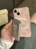 2PCS Cute Bowknot Compatible With Magnetic Wireless Charge Case Compatible With IPhone 15 14 13 12 11 Pro Max Max Magnetic Pocket Cover