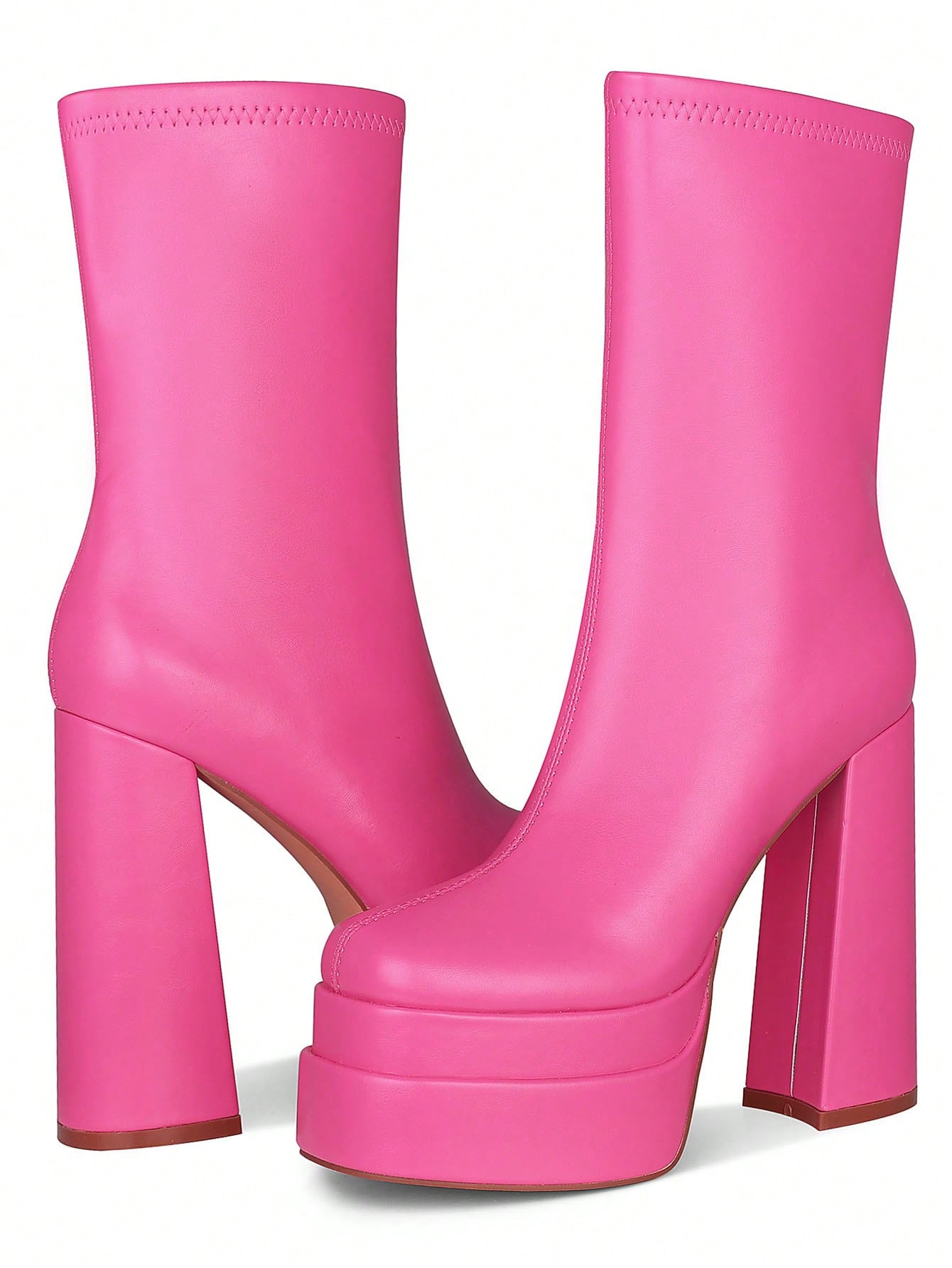 Fashion 2023 Gothic Women Platform Boots Square Toe High Heel Classic Chunky Goth Motorcycle Boots