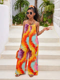 Tween Girl Everyday Casual Knitted Tie Dye Cami Straight Loose Fit Dress For Spring/Summer