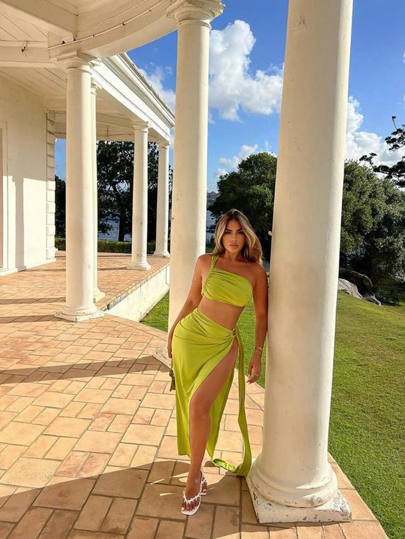 Vacation Set With Maxi Swing Split Skirt, 2pcs