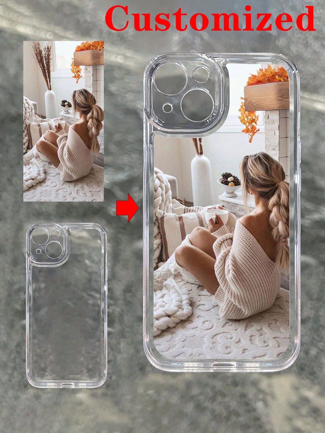 One Customized DIY Transparent Full Protection Soft Phone Cover With Personalized Sexy, Fashionable And Sweet Photo For Women To Commemorate Anniversary, Compatible With IPhone And Anti-Drop