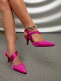 Women's Closed Toe Mules With Back Strap And High Heels, Wedding Style, Suitable For Outdoor And Indoor, Versatile Footwear