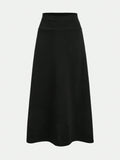 Tween Girl Cute And Casual High Waisted Solid Color Classic Long A-Line Skirt For School And Daily Wear
