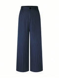 Plus Size Striped Wide Leg Suit Pants