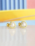 1pair Sweet Classy Faux Pearl Heart Shaped Stud Earrings Girls Versatile Fashion Earrings For Daily Life For Friend Birthday Gift