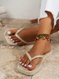 Women's Thick-soled Slipper With Toe-strap, Summer Anti-skid Waterproof Eva Beach Sandal For Swimming & Holiday