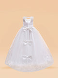 Tween Girl Butterfly Decorated Long Mesh Backless Elegant Dress, Perfect For Performances
