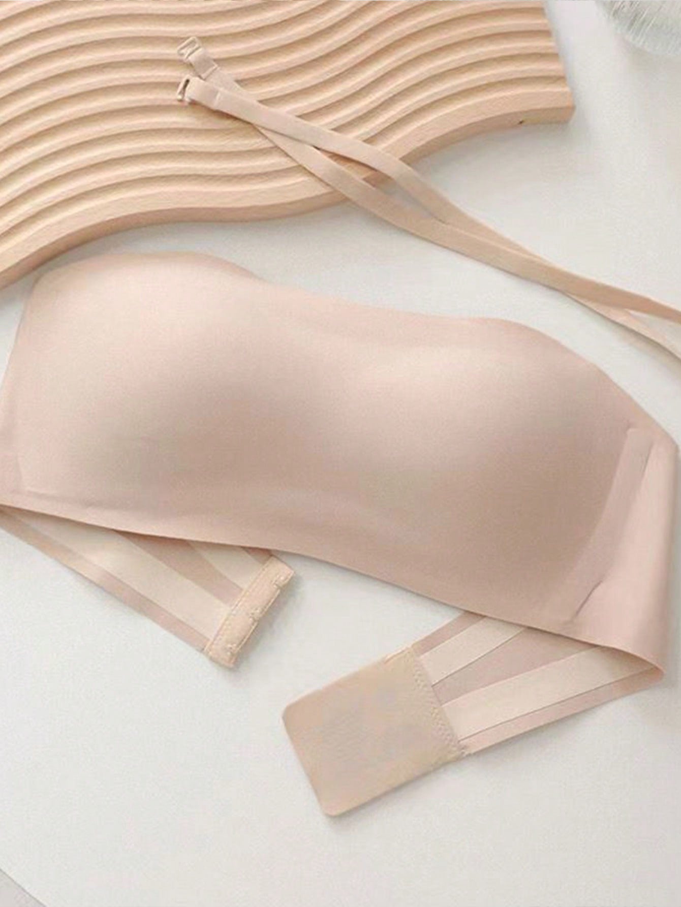 Teen Girl 2pcs/Set Strapless Push-Up Bra, Anti-Slip Wrapped Chest Underwear, Invisible Back Bra