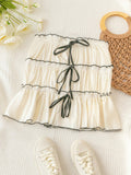 Leisure Beach Vacation Low-Rise Color Blocking Pleated Skirt