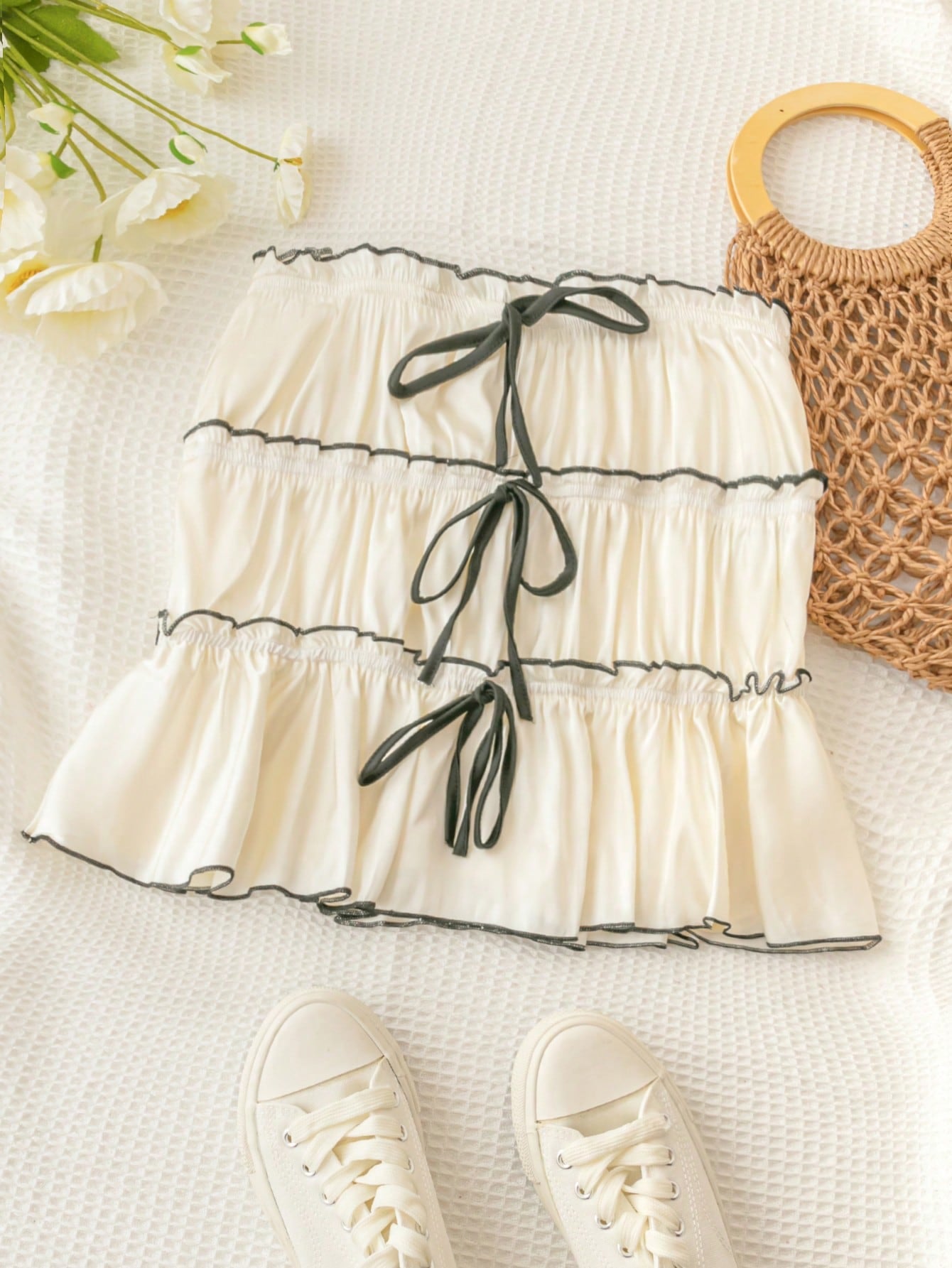 Leisure Beach Vacation Low-Rise Color Blocking Pleated Skirt
