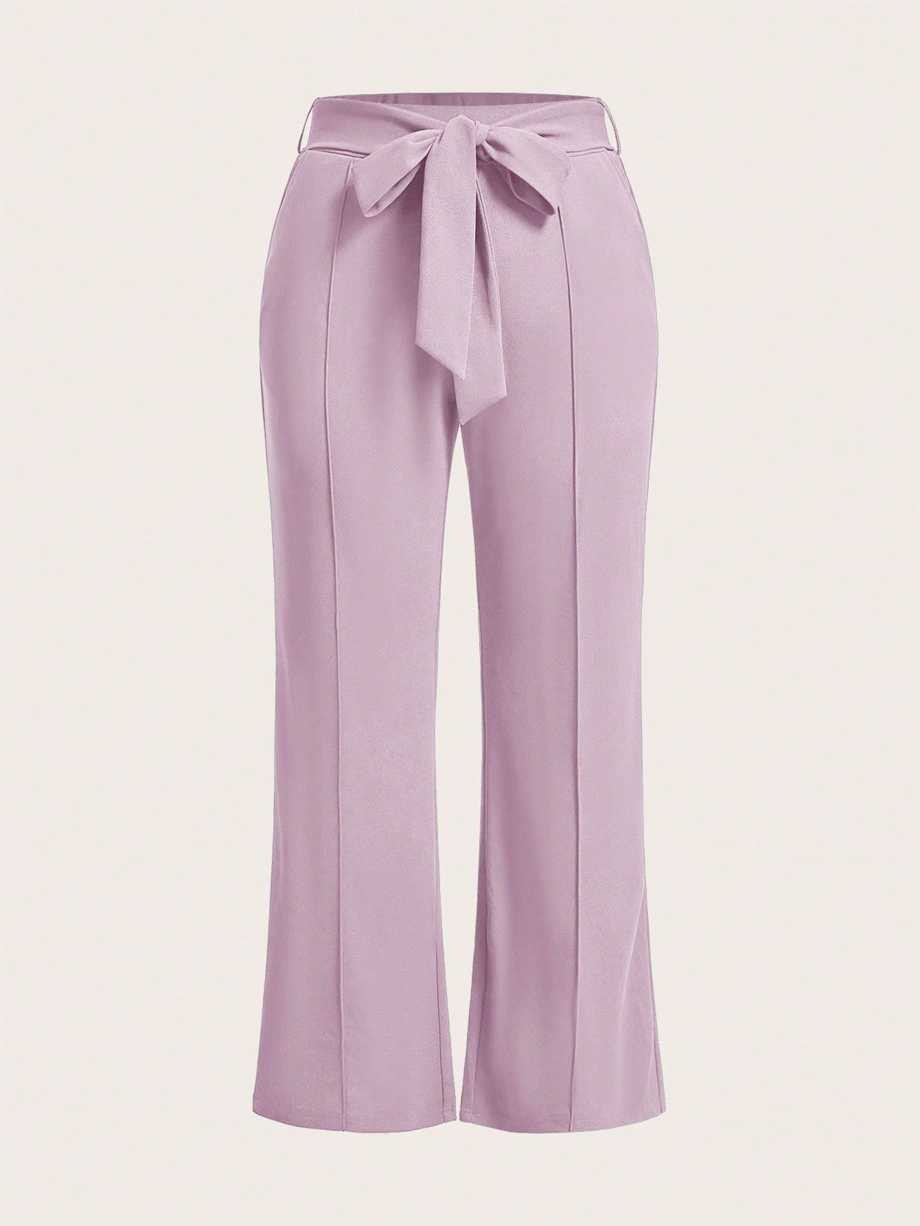 Plus Summer Women Solid Belted Flare Summer Leg Pants