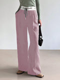 Ladies' Color Block Drawstring Suit Pants With Pockets