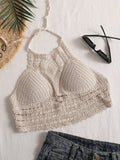 Hollow Out Knitted Cover-Up For Vacation In A Solid Color