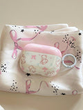 Cute Pink Bear Earphone Case With Bow Compatible With Apple AirpodsPro2/AirpodsPro/Airpods3/Airpods2