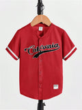 Young Boy Letter Graphic Patch Detail Contrast Tape Shirt