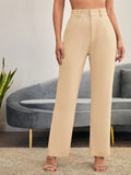 Solid Color Zipper Fly Straight Leg Suit Pants