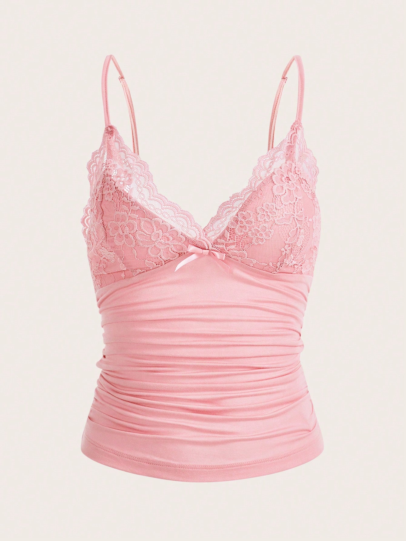 Contrast Lace Bow Front Y2k Cami Top