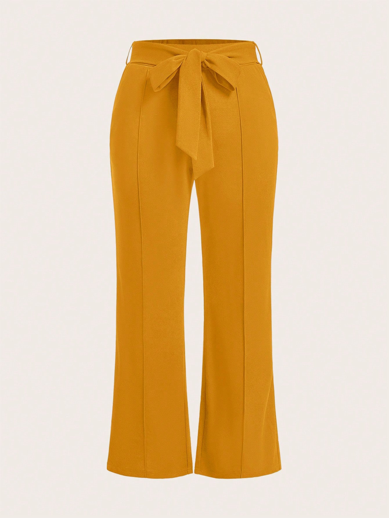 Plus Summer Women Solid Belted Flare Summer Leg Pants