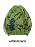 Men Dinosaur Pattern Sweater