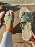 Women Fashionable Beach Flip Flops, Large Size Toe Ring Sandals For Outdoor Vacation