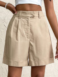 Ladies" Elegant High-Waisted Straight Shorts For Summer Commute