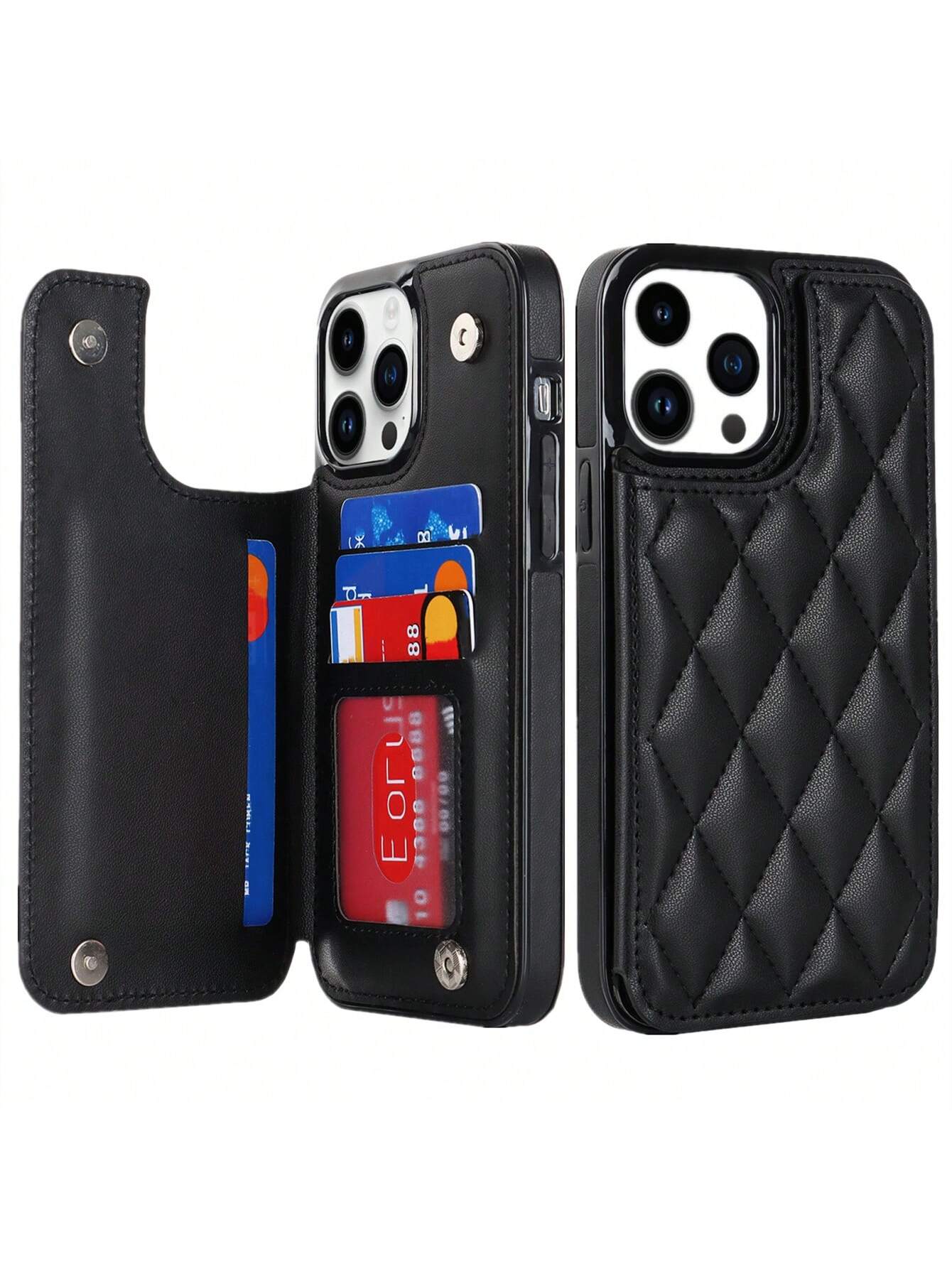 Luxury Leather Wallet Case With Credit Card Holder Compatible With Samsung Galaxy S24 S23 S22 Ultra Plus A14 A15 Card Slots Leather Magnetic Clasp Kickstand Shockproof Cover Compatible With IPhone 15 14 13 12 11 Pro Max