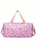 1pc Girl Cartoon Heart Crown Unicorn Leisure Travel Bag, Large Capacity Yoga Swimming Fitness Bag, Dry And Wet Separation Training Sports Tote, Can Be Placed On The Pull-Rod Luggage For Travel