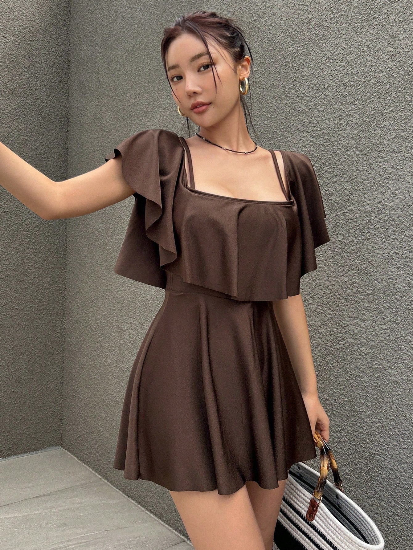 Women One-Piece Conservative And Elegant Vacation Hot Spring Swimsuit