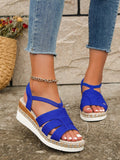 Women Wedge Heel Thick Sole Summer New Fashionable Casual Fabric Sandals