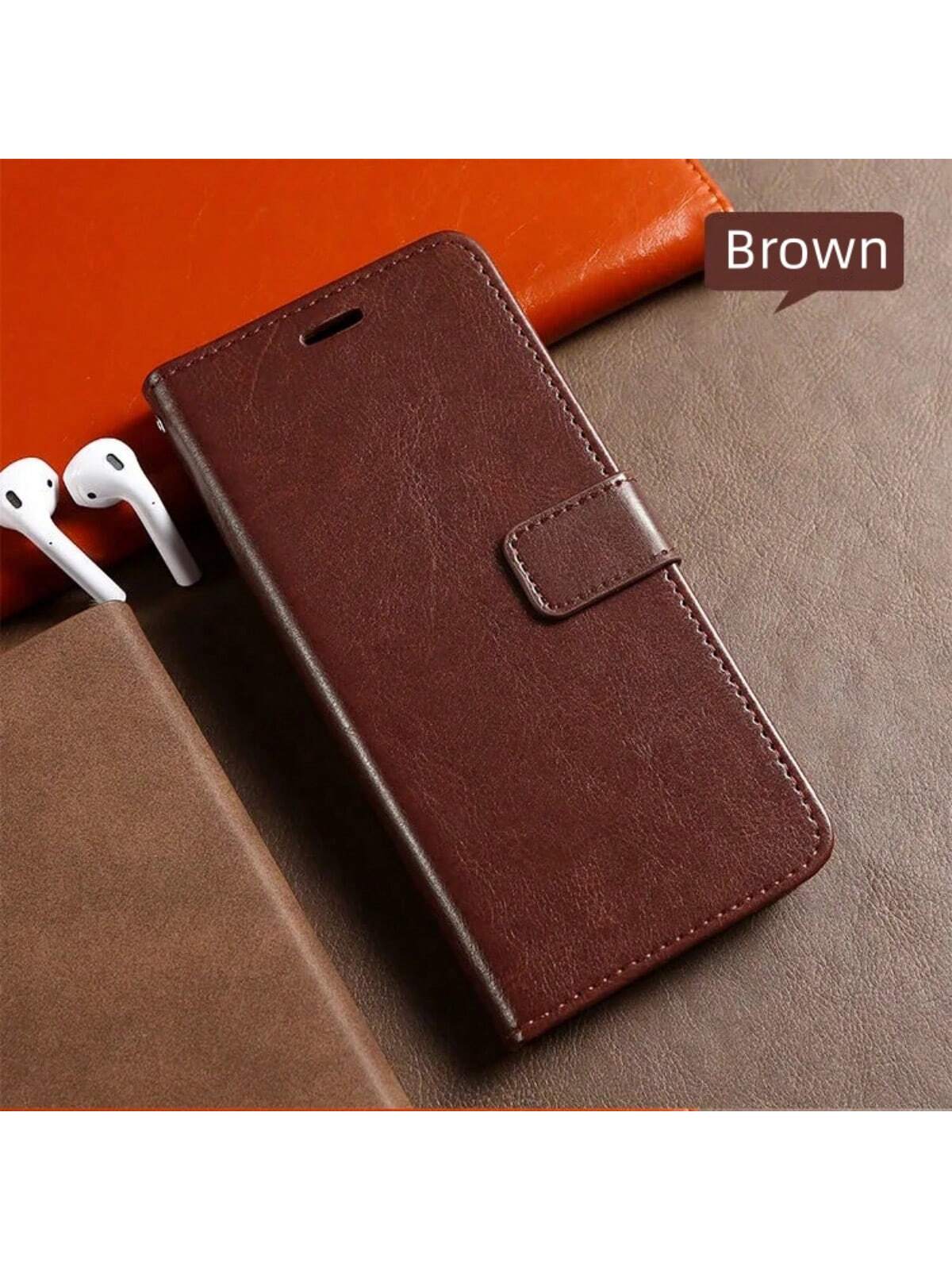 A Classic PU Leather Flip Phone Case That Is Drop-Resistant And Can Be Used As A Wallet With Card Slots And A Built-In Stand, Compatible With IPhone 6~15Pro Max, Samsung S24 Ultra/A14/A15/A05/A35/A55, Redmi 12C/13C/Note 9~12 Pro, OPPO, Vivo Models.