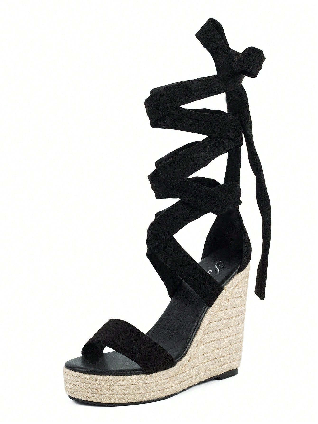 Vacation Apricot Sandals For Women, Tie Leg Design Espadrille Strappy Wedge Sandals