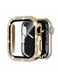 Compatible With Apple Watch Case Series 9/87/6/5/4/3/2/1/SE 38 40 41 42 44 45 Mm With Tempered Glass Screen Protector, Double Bling Case Crystal Rhinestones Rhinestone Bumper Overall Hard PC Ultra-Thin Protective Cover For