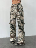 Coolane Women Full-Print Buttoned And Pocketed Long Pants