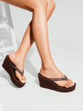 Women'S Platform Flip Flop Rhinestones Arch Support Comfortable Soft Cushion Wedge Flip Flops Summer Thong Sandals