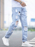 Men Plus Size Wide Leg Pants With Holes