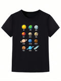 Tween Boy Astronomy Galaxy Planet Enthusiasts Fun Printed Trendy Comfortable Loose Short Sleeve T-Shirt