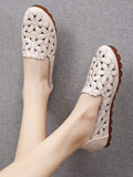 Women Summer Perforated Flat Slip-On Driving Loafers With Non-Slip Soft Sole