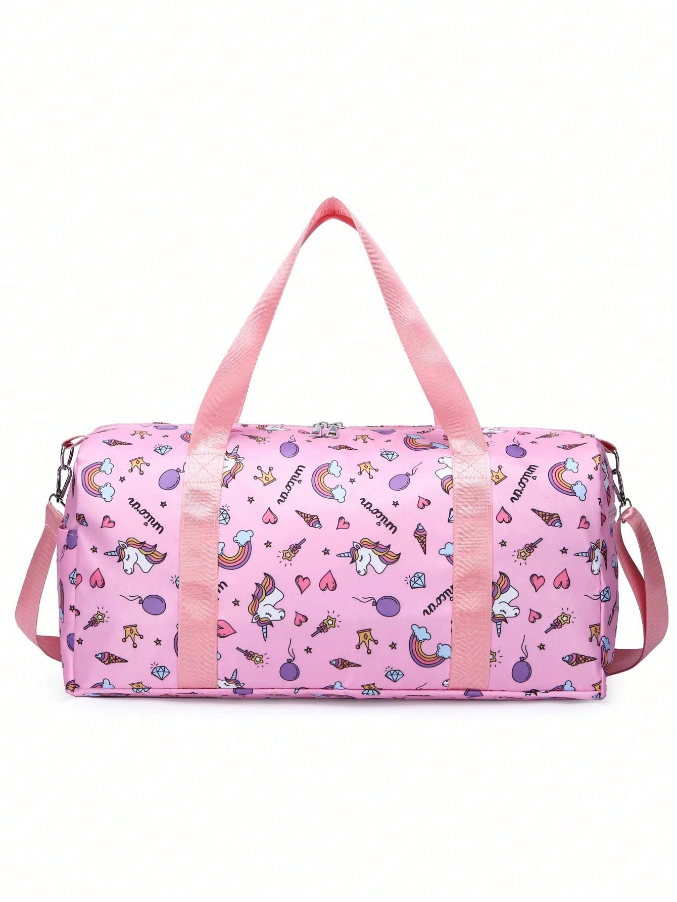 One Cartoon Printed Casual Travel Bag With Large Capacity For Boys And Girls. Suitable For Yoga, Swimming, Fitness, Training And Wet/Dry Separation. Can Be Used As A Sports Bag Or Tote Bag.