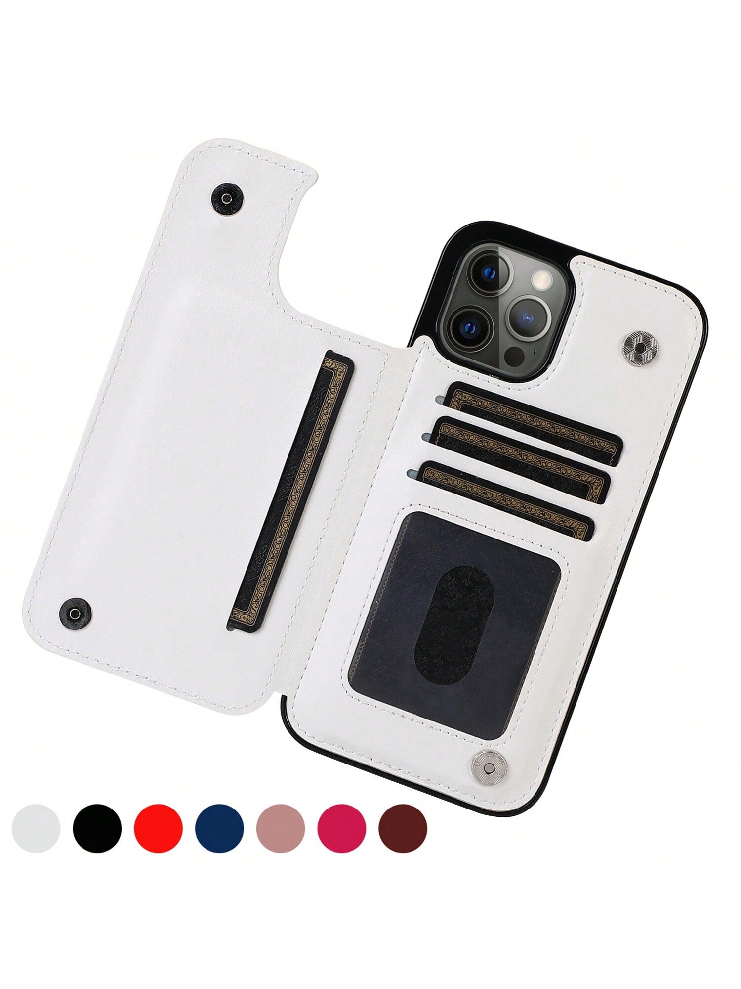 Luxury Durable Leather Wallet Phone Case Compatible With Iphone 15 14 13 12 11 Pro Max SE X XR XS Max 8 7 6 6S Plus Kickstand Credit Card Slots Holder Shockproof Phone Cover