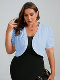 Plus Puff Sleeve Open Front Crop Jacket