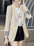Ladies Fashion Solid Color Casual Blazer Jacket