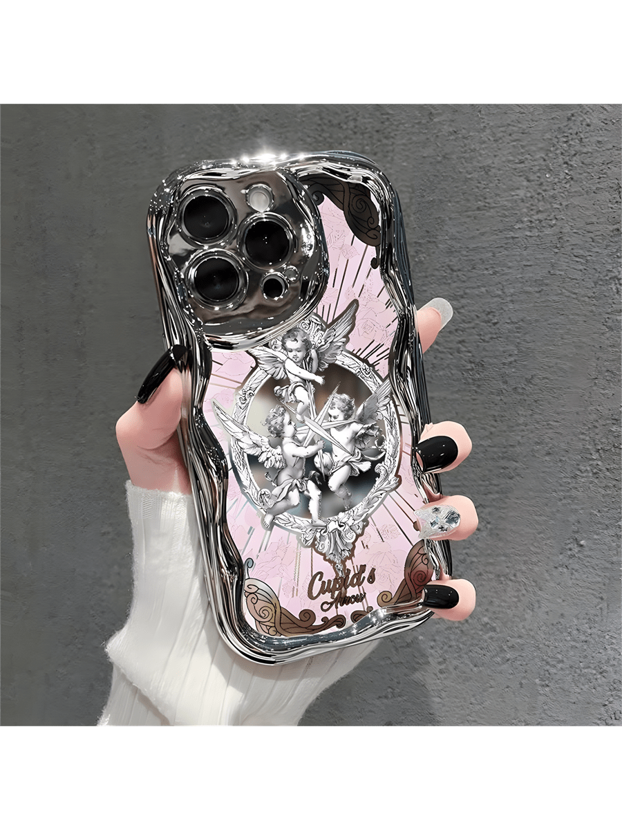One Silver Electroplated Embossed Shockproof Phone Case For IPhone7/8/11/12/13/14/15/X/XR/Xs/Plus/Pro/Pro Max/SE2