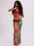 Slinky Psychedelic Print Folded Bandeau Top