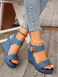 Women Casual And Comfortable Fashionable Thick-Soled Sandals With Buckles And Hook And Loop Strap, Perfect For Dance Parties In Summer, Women Wedge Thick-Soled Sandals.